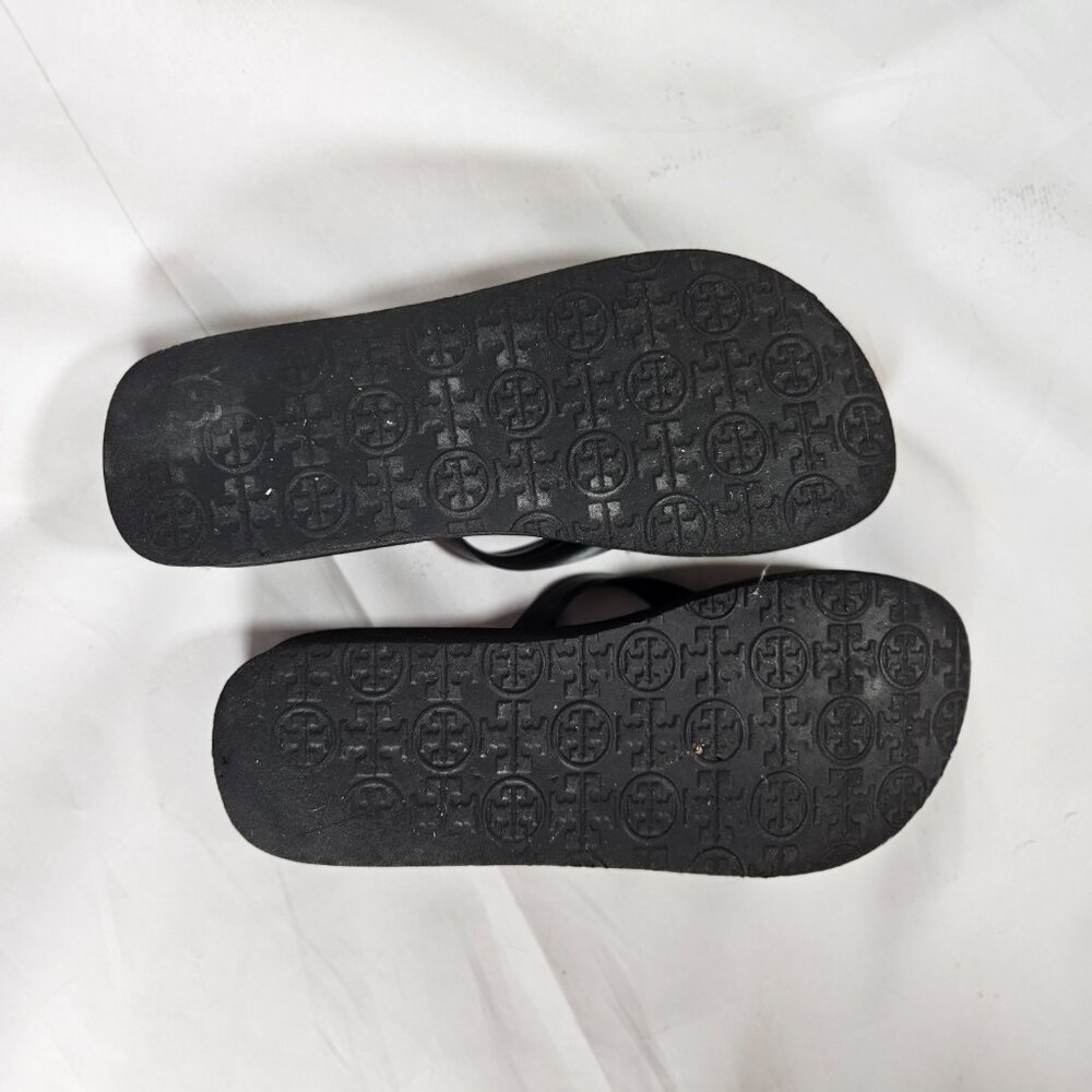 Tory Burch Zebra Print Platform Flip Flops Black … - image 7